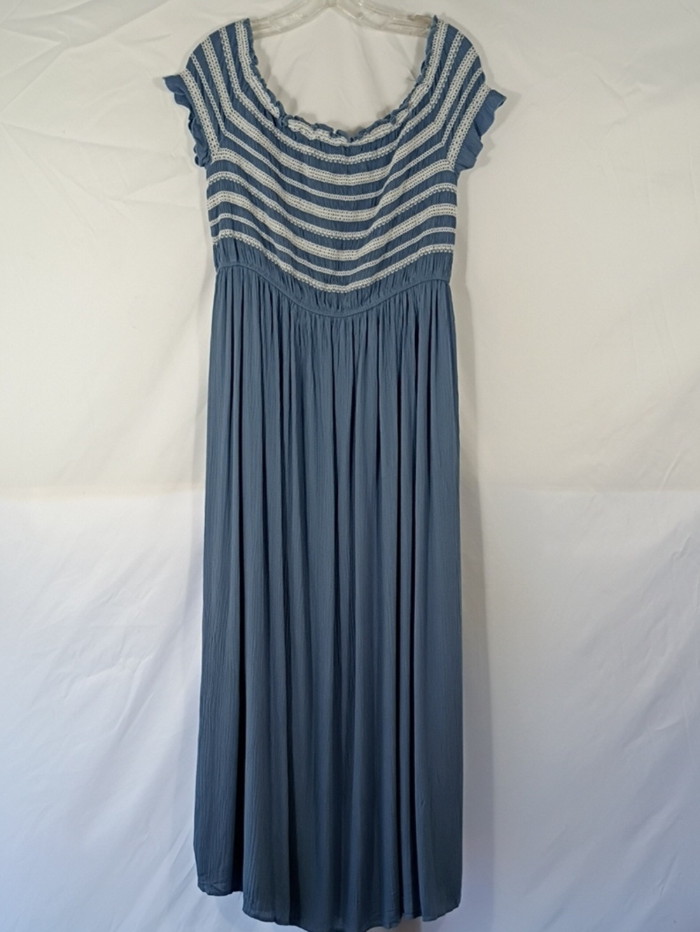 NWT Tantrums Ah Blue Chambray Maxi Dress Size XL Smocked Bodice